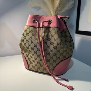 Pink Gucci Canvas Bucket Bag